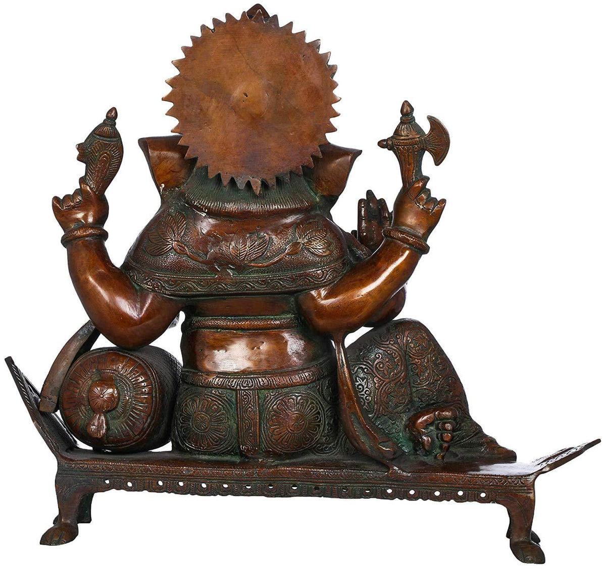 Brass Lord Ganesha Seated Chowki Statue-ArtyCraftz.com