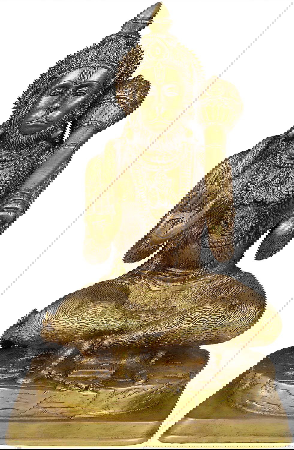 Brass Lord Hanuman Blessing His Devotess, Height: 11.5" - ArtyCraftz.com