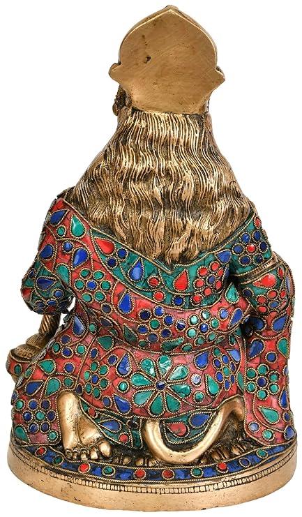 Handcrafted Brass Hanuman Idol with Meenakari Work-ArtyCraftz.com