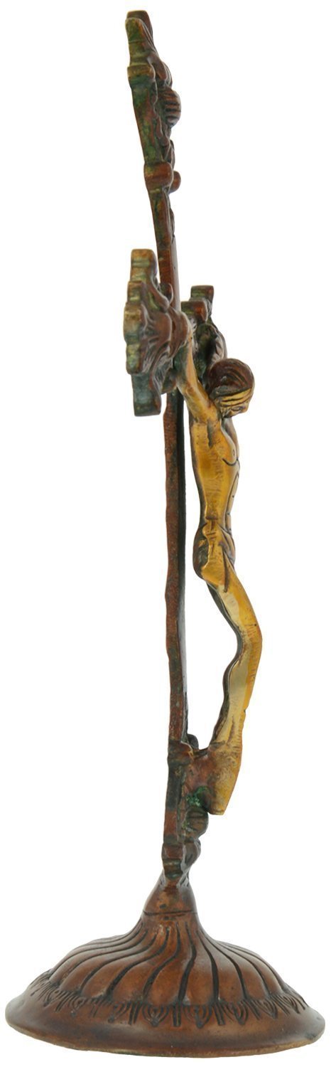 Brass Lord Jesus Christ on Cross Idol Antique Color - ArtyCraftz.com