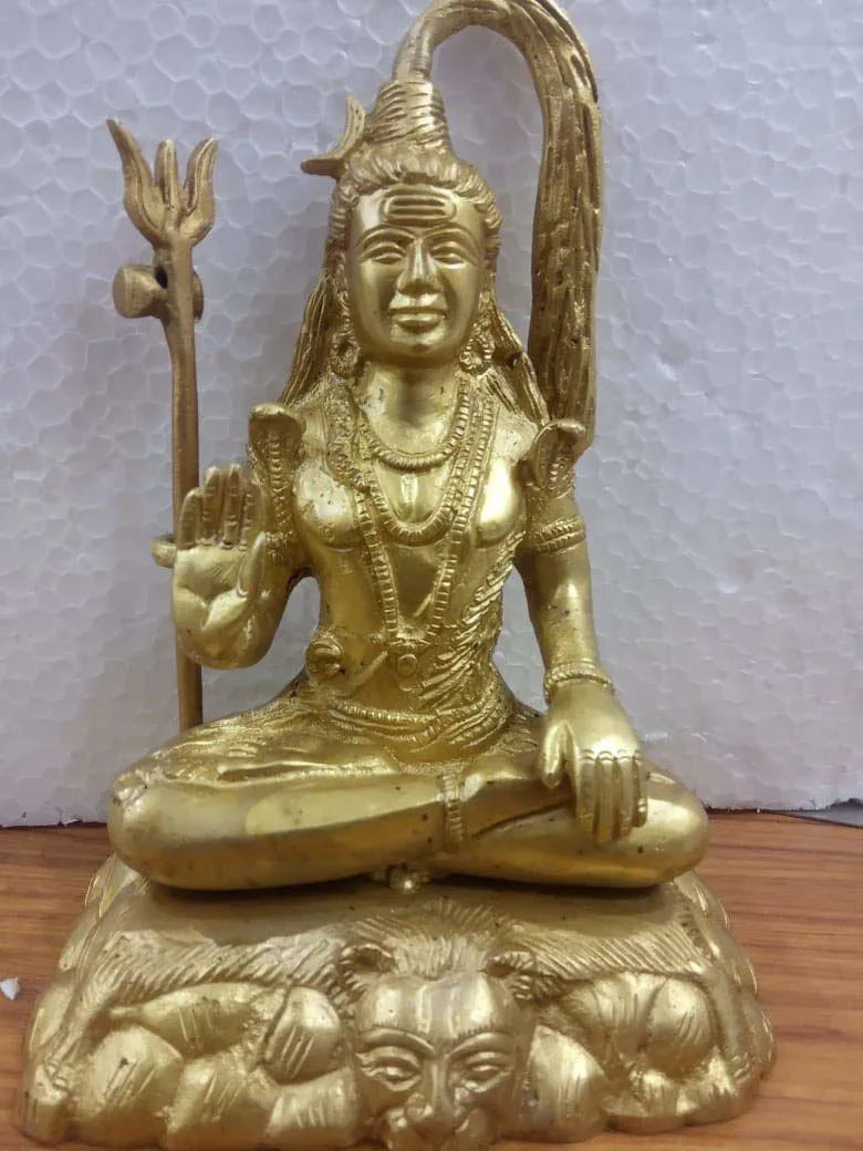 Brass Lord Shiva Idol Shiva Statue Golden Height 8 Inch - ArtyCraftz.com