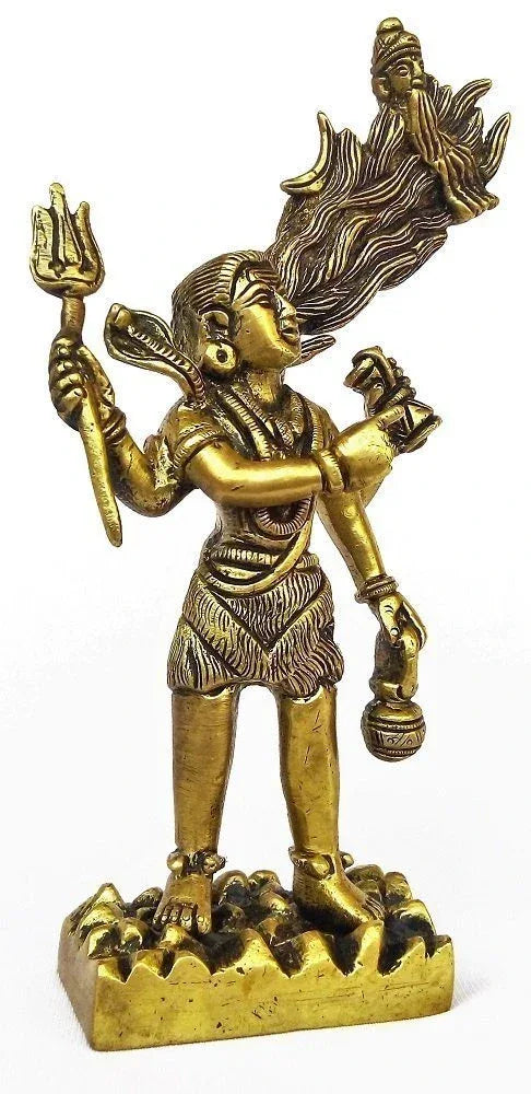Brass Lord Shiva Maa Ganga jata Statue Home Decor H - 16 cm - ArtyCraftz.com