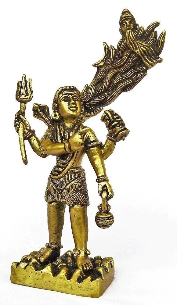 Brass Lord Shiva Maa Ganga jata Statue Home Decor H - 16 cm - ArtyCraftz.com