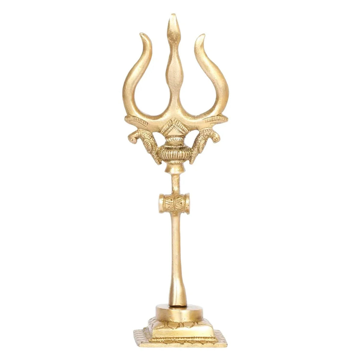 Brass Lord Shiva Trishul with Damru on Stand-ArtyCraftz.com