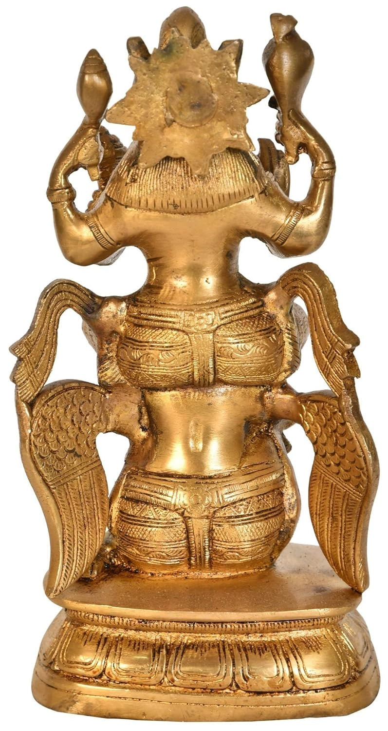 Brass Lord Vishnu on Garuda Statue, Height 7" - ArtyCraftz.com