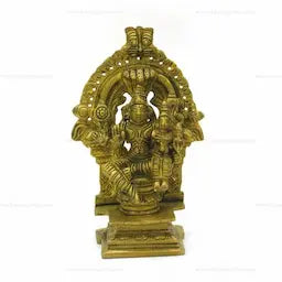 Brass Lord Vishnu with Lakshmi Murti/Statue for Home Decor Height 5.5 Inch-ArtyCraftz