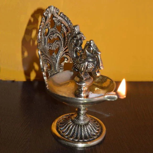 Brass Made Diya Peacock Figure Home Decor Gifting 4*4*6 Inches - ArtyCraftz.com