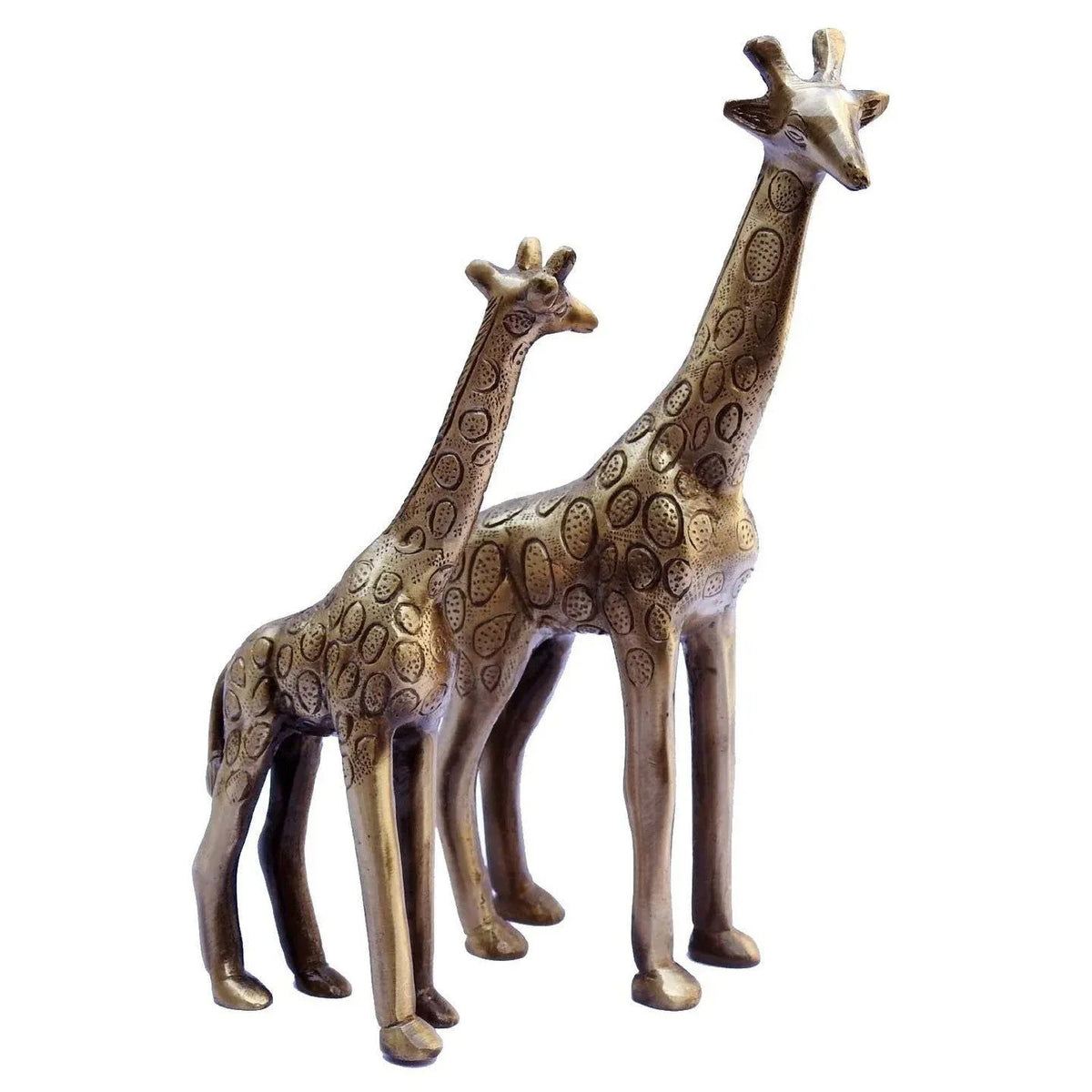 Brass Made Girraf (Mother and Baby Girraf) Pair in Antique Finish - ArtyCraftz.com