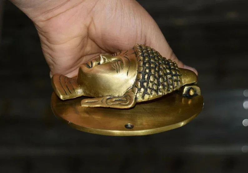 Brass Meditating Buddha Face Door Knocker-ArtyCraftz.com