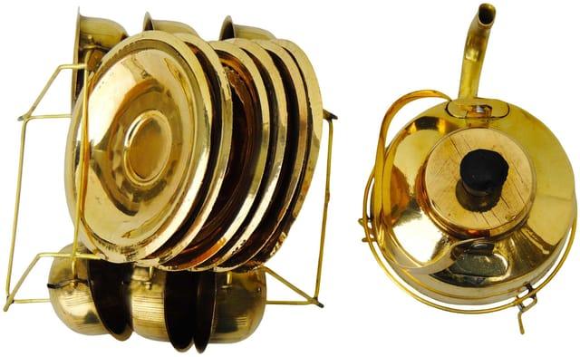 Brass Miniature Tea Cup Saucer & Kettle Set-ArtyCraftz.com