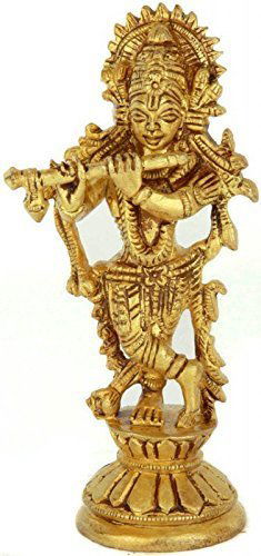 Brass Muralidhar Krishna Statue 4.5" Inches - ArtyCraftz.com