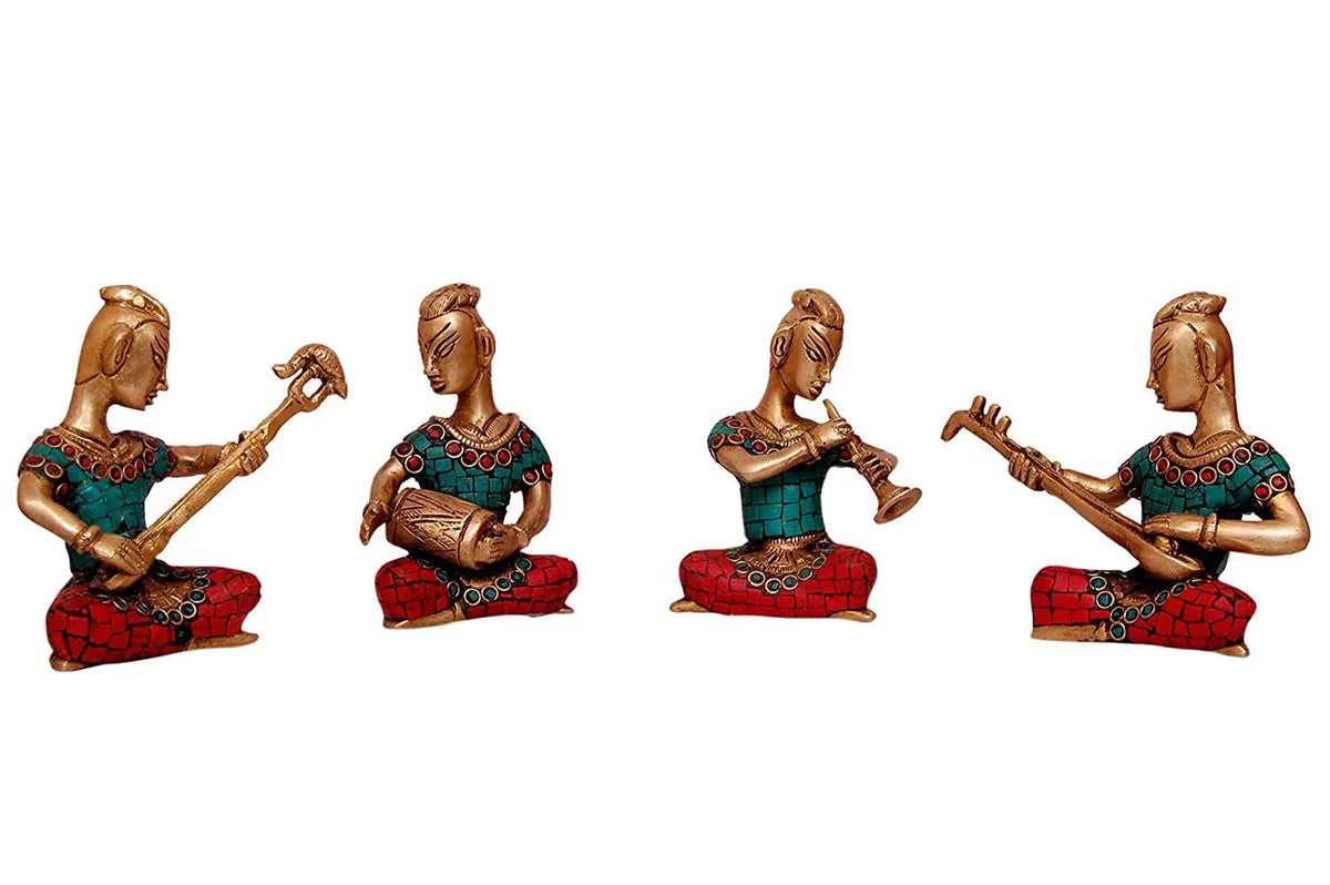 Brass Musical Ladies Home Decor Gifting Set 4 Showpiece - ArtyCraftz.com