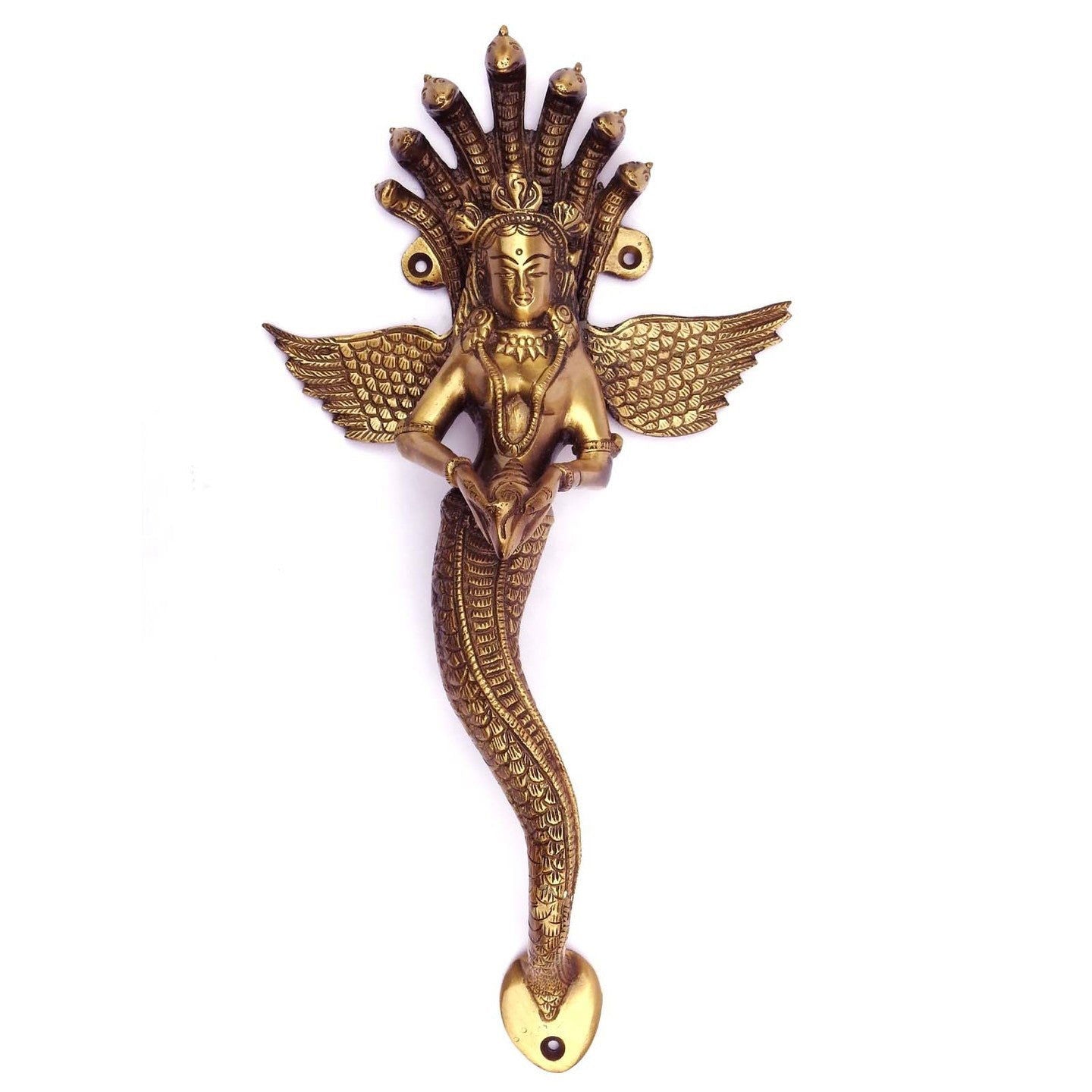 Brass Naag Kanya Door Handle Golden Color - ArtyCraftz.com