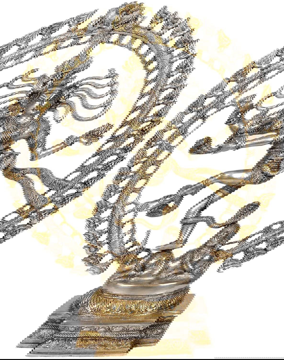 Brass Nataraj Statue in Golden & Silver Hues- artyCraftz.com