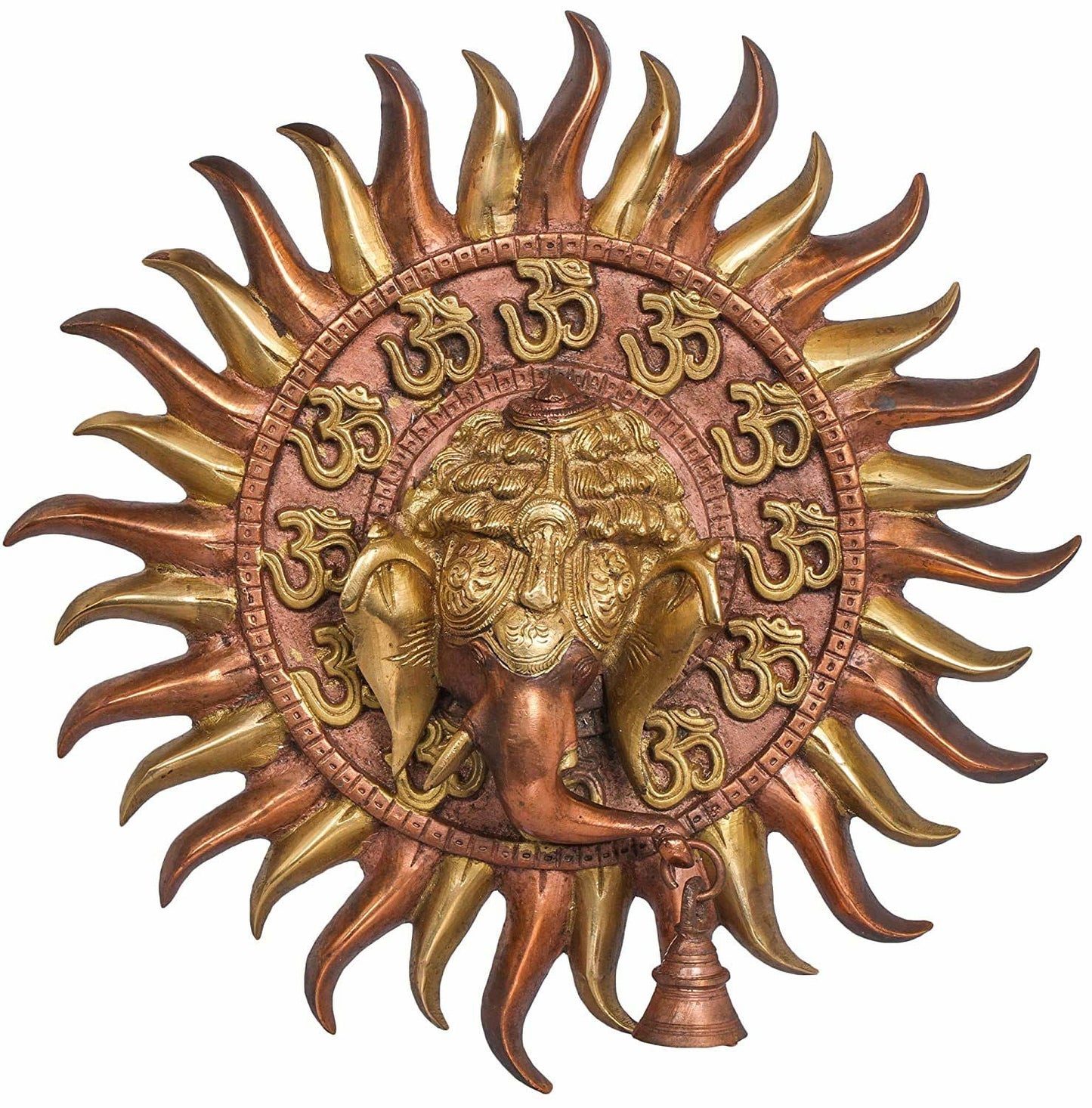 Brass Om Ganesha Wall Hanging Mask, Height: 10.7 inches - ArtyCraftz.com