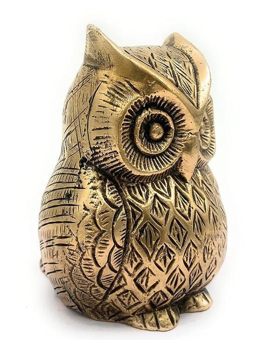 Brass Owl Statue For Fengsui and Decorative Purpose Animal Showpiece - ArtyCraftz.com