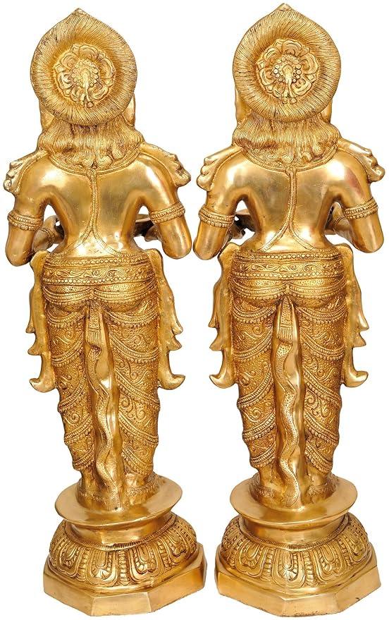 Brass Pair of 36 Inch Deepalakshmi Statues - ArtyCraftz.com
