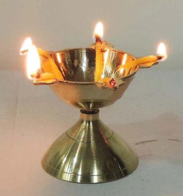 Brass Panchmukhi Diya for Home Decor and Gifting 2.9*2.9*2.4 Inches - ArtyCraftz.com