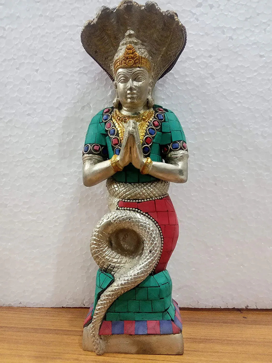 Brass Patanjali Statue Multicolour Stones Height 10 Inches - ArtyCraftz.com