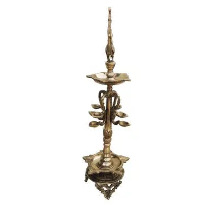 Brass Peacock Diya Lamp 25 Inch Traditional Floor Standing Deepam-ArtyCraftz.com