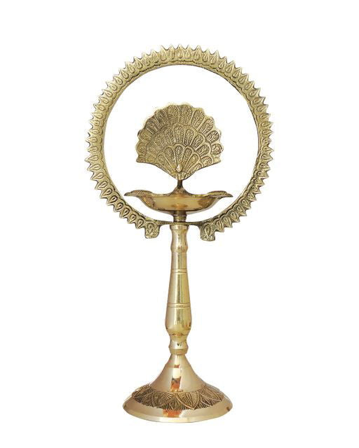 Brass Peacock Diya with Crown Kerala Samai Diwali Deepak - ArtyCraftz.com