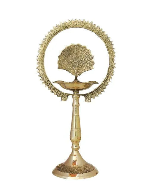 Brass Peacock Diya with Crown Kerala Samai Diwali Deepak - ArtyCraftz.com