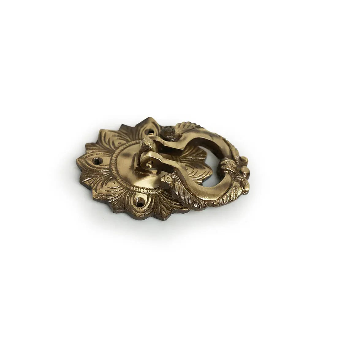 Brass Peacock Feather Embossed Door Knocker-ArtyCraftz.com