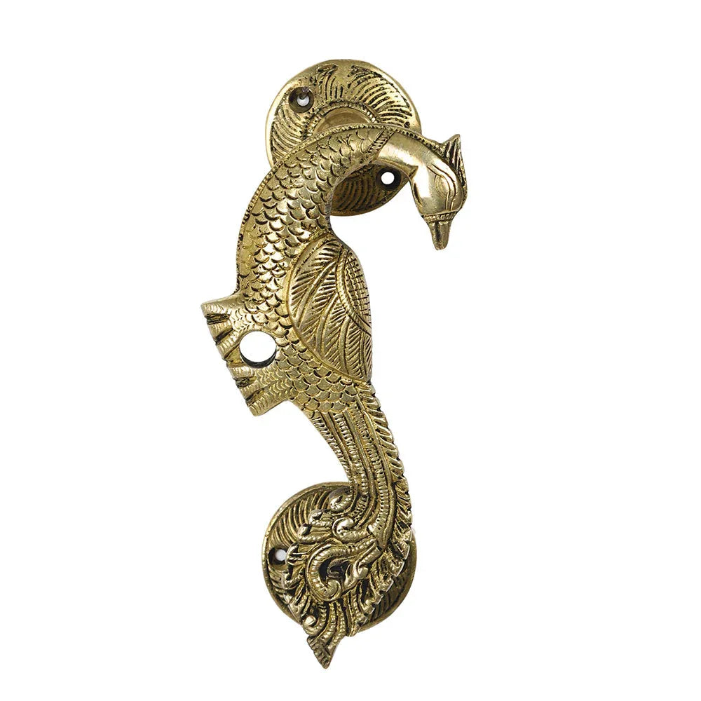 Brass Peacock Figure Door Handle (Set of 2 Piece) 7.5 x 5 x 16 Cm - ArtyCraftz.com