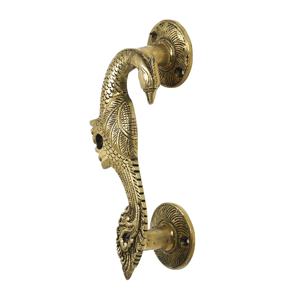 Brass Peacock Figure Door Handle (Set of 2 Piece) 7.5 x 5 x 16 Cm - ArtyCraftz.com