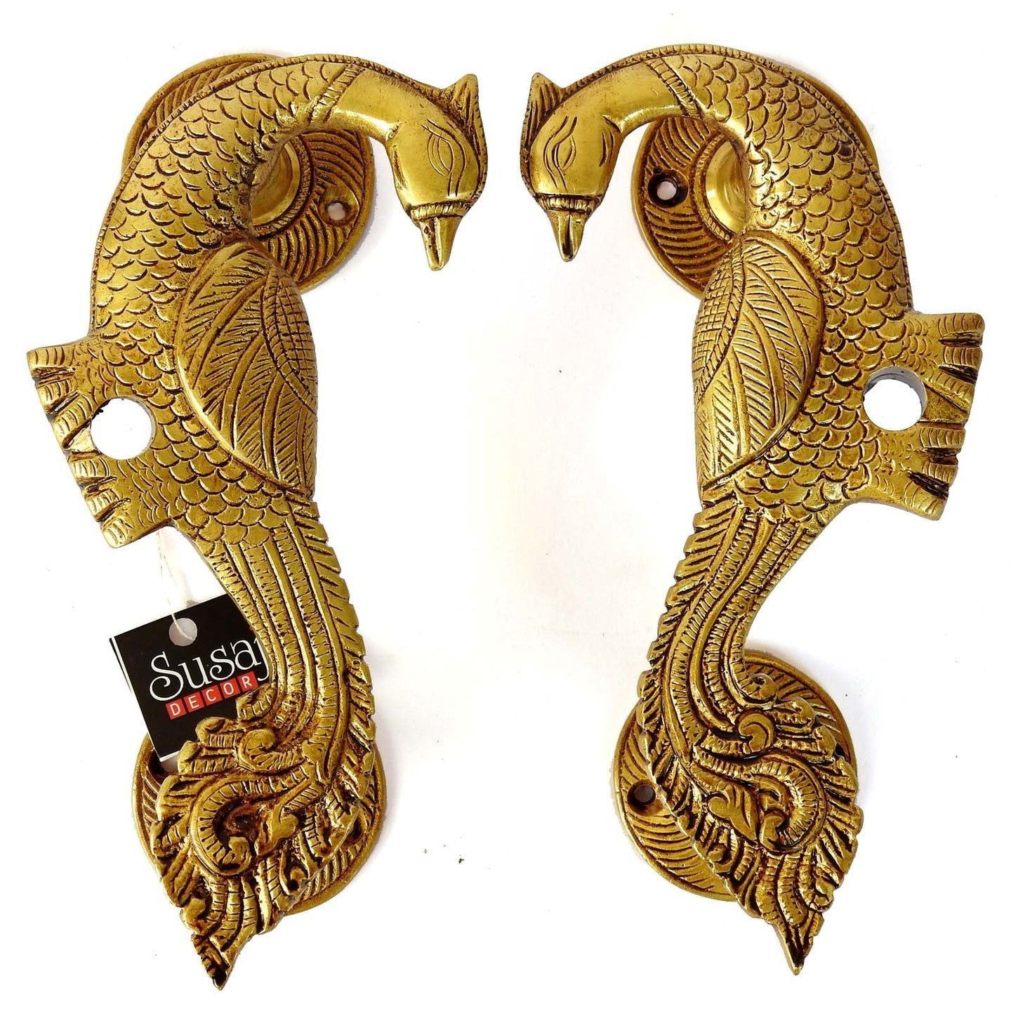 Brass Peacock Figure Door Handle Set of 2 Pieces - ArtyCraftz.com
