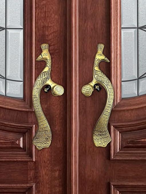 Brass Peacock Shape Door Handle Set Made of Brass (Set of 2 Piece) - ArtyCraftz.com