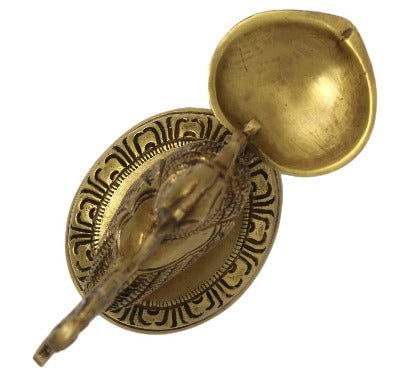 Brass Peacock Single Wick Diya - ArtyCraftz.com