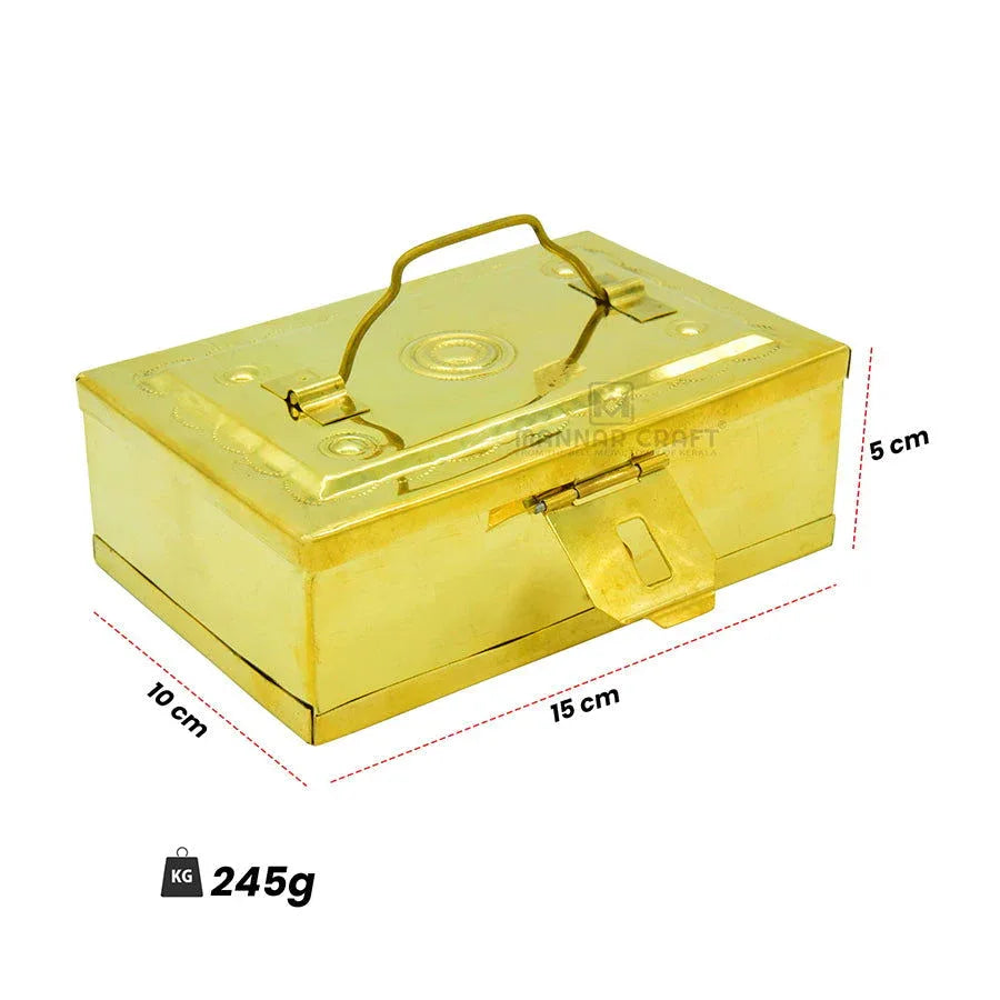 Brass Rectangular Betel Box (Gold, Standard) - ArtyCraftz.com