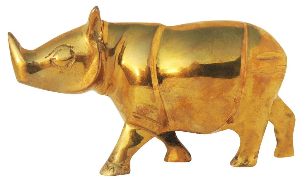 Brass Rhino Showpiece Vastu Rhino Statue for Strength & Protection (6 Inch)-ArtyCraftz.com