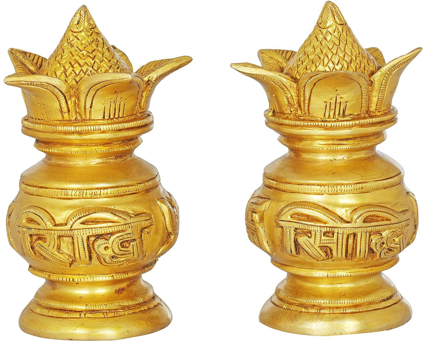 Brass Ridhi Sidhi Kalash Ganesha Worship 6"Inches - ArtyCraftz.com