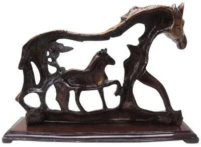 Brass Running Horse with Foal Showpiece - ArtyCraftz.com