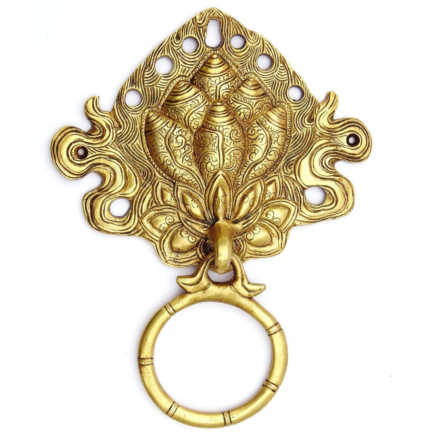 Brass Shankh (Conch) Door Knocker - ArtyCraftz.com