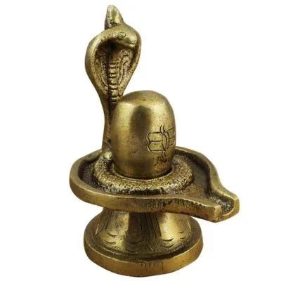 Small Brass Shivling with Cobra 3 Inch Pooja Idol-ArtyCraftz.com