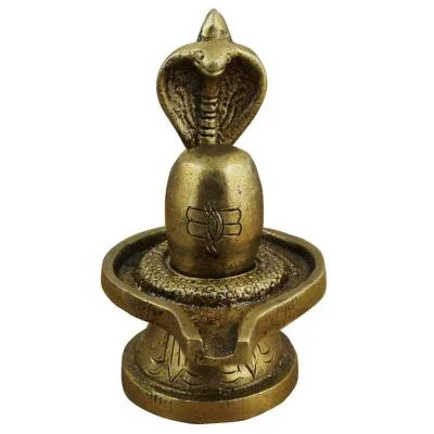 Small Brass Shivling with Cobra 3 Inch Pooja Idol-ArtyCraftz.com