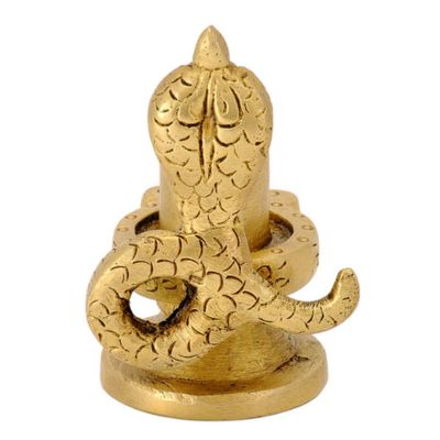 Brass Shiva Lingam Protected by Snake Statue