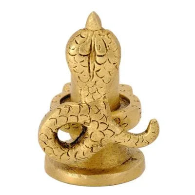 Mini Brass Shivling with Cobra-ArtyCraftz.com
