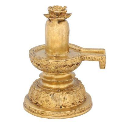 Traditional Brass Shiva Lingam with Flower Statue-ArtyCraftz.com