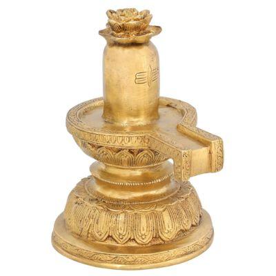 Traditional Brass Shiva Lingam with Flower Statue-ArtyCraftz.com