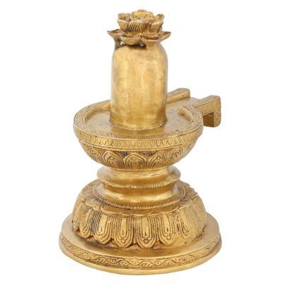 Traditional Brass Shiva Lingam with Flower Statue-ArtyCraftz.com