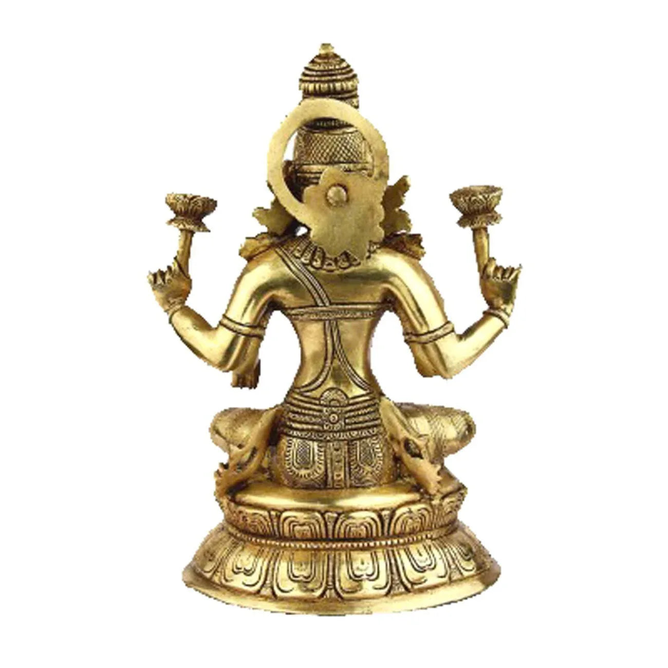 Handcrafted Brass Goddess Lakshmi Statue for Home Temple & Pooja Room – Antique Finish Lakshmi Devi Murti (10.5 Inch)
