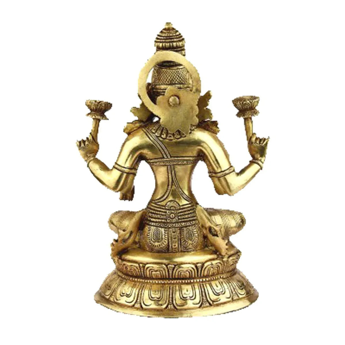Handcrafted Brass Goddess Lakshmi Statue for Home Temple & Pooja Room – Antique Finish Lakshmi Devi Murti (10.5 Inch)