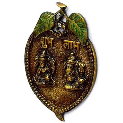 Brass Shubh Labh Lakshmi Ganesha Wall Hanging-artycraftz.com
