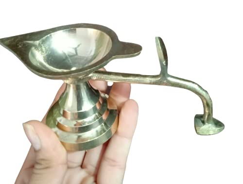 Brass Single Wick Arti Diya for puja and home decor, handcrafted traditional design -ArtyCraftz.com