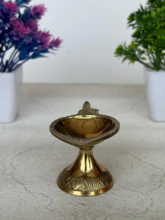 Brass Single Wick Arti Diya for puja and home decor, handcrafted traditional design -ArtyCraftz.com