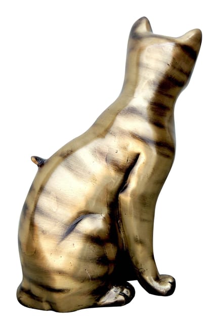 Brass Sitting Cat Statue with Antique Gold and Bronze Finish, 8.8 Inch-artycraftz.com